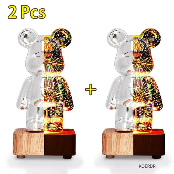 StarBear - Lampe 3D Effet Feux d'Artifice Magique
