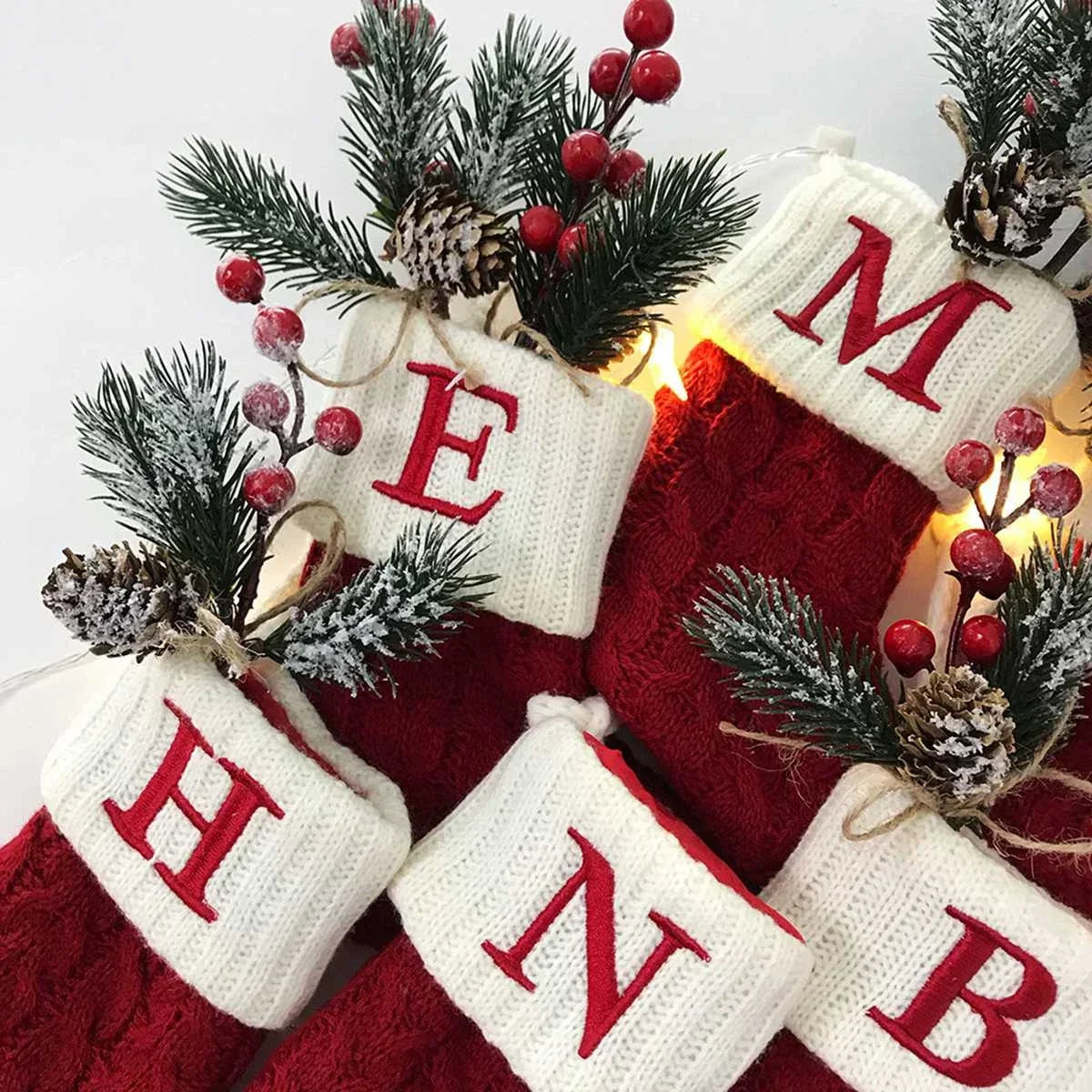 NoelEnTricot - Knitted Christmas Stocking with Snowflake Pattern