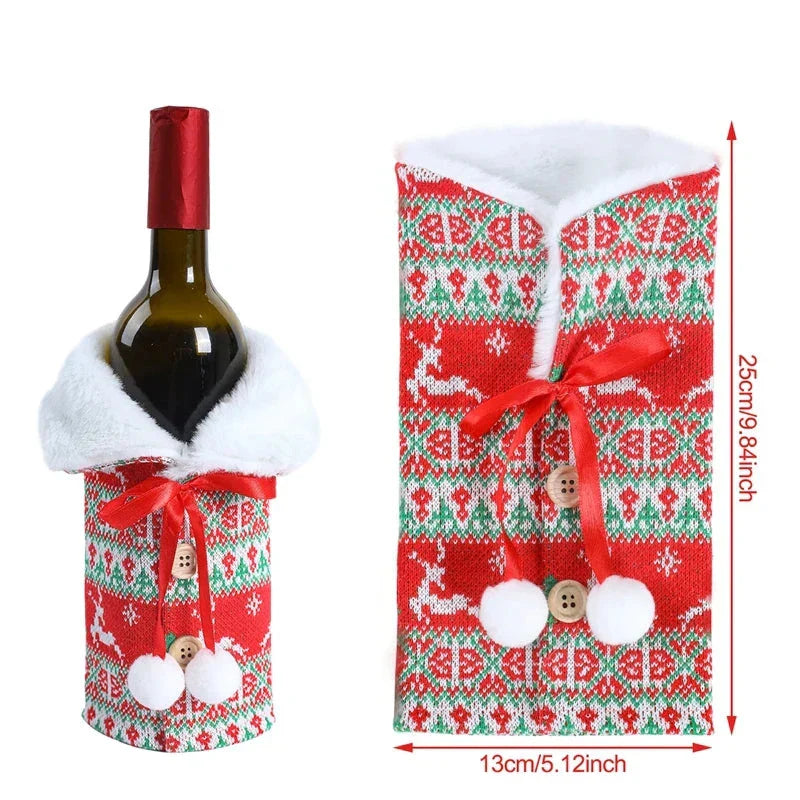 Festive Cheers - Elegant Christmas Wine Bottle Cover