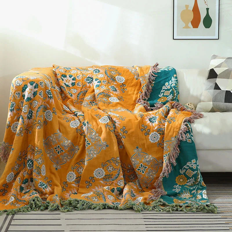 Boho Luxe Throw - Woven Cotton Blanket for Elegant Interiors