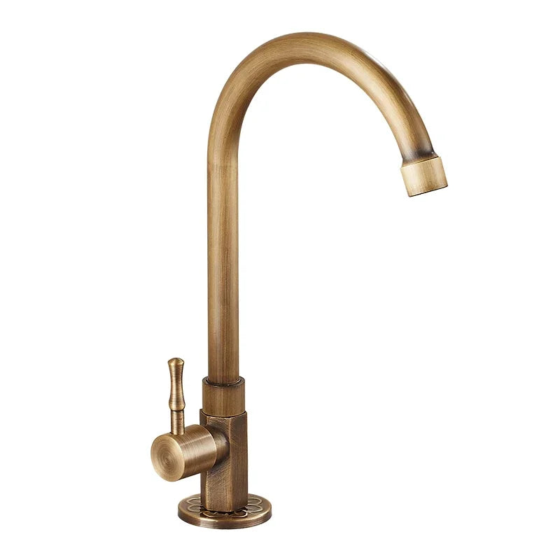 MoltenBrass - Antique Brass Gooseneck Kitchen Faucet