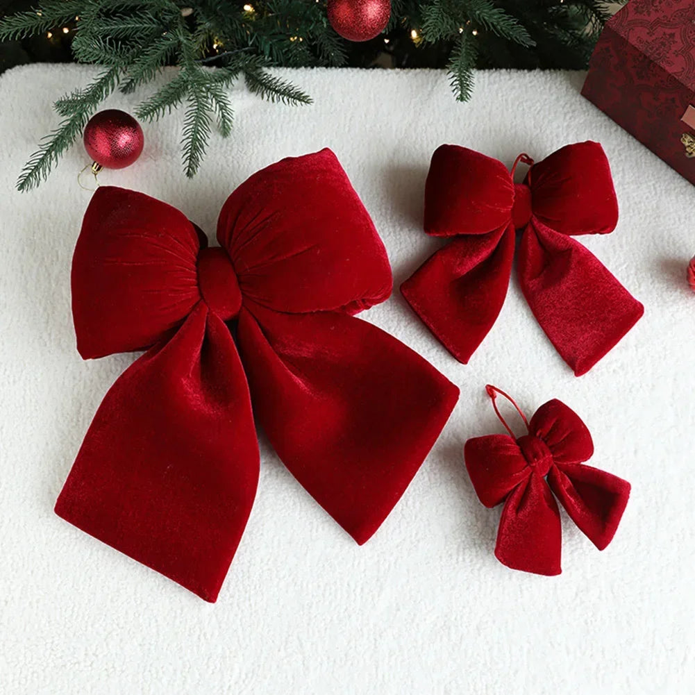 Red Velvet Bow - Luxury Christmas Decorative Bow