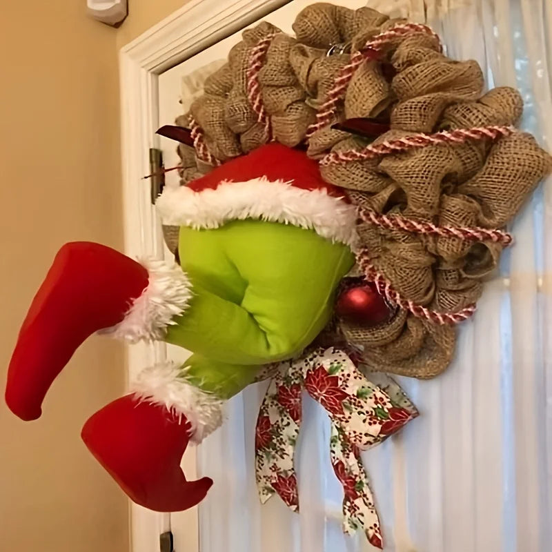 Magic Christmas Wreath - Fabric Elf Legs Festive Decor