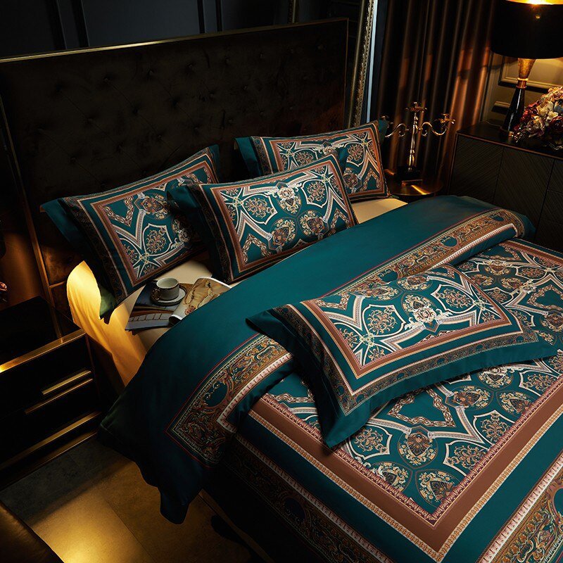 Vintage Grandeur - Navy Blue Egyptian Cotton Duvet Set