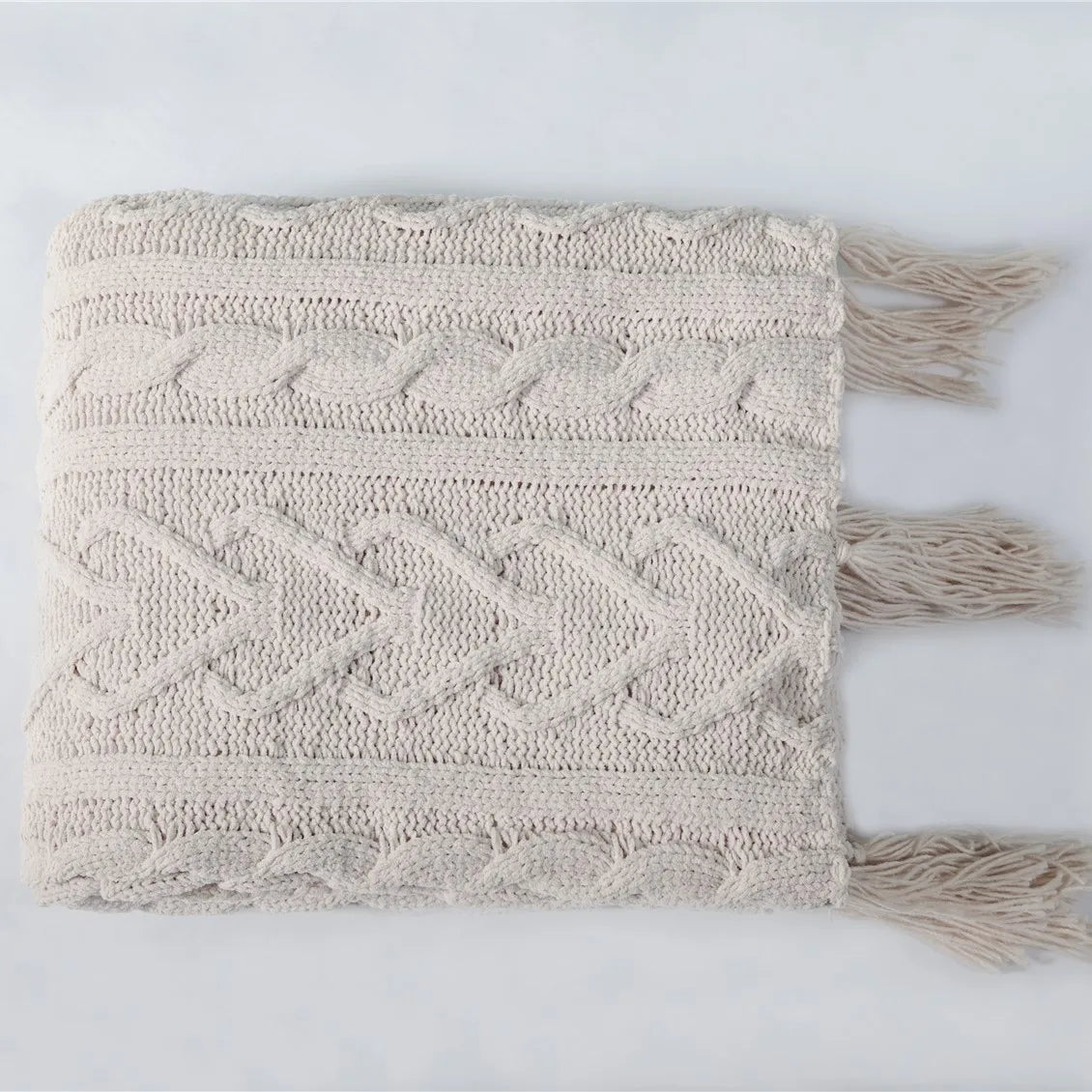 HeartCozy - Heart-Fringe Knitted Chenille Throw