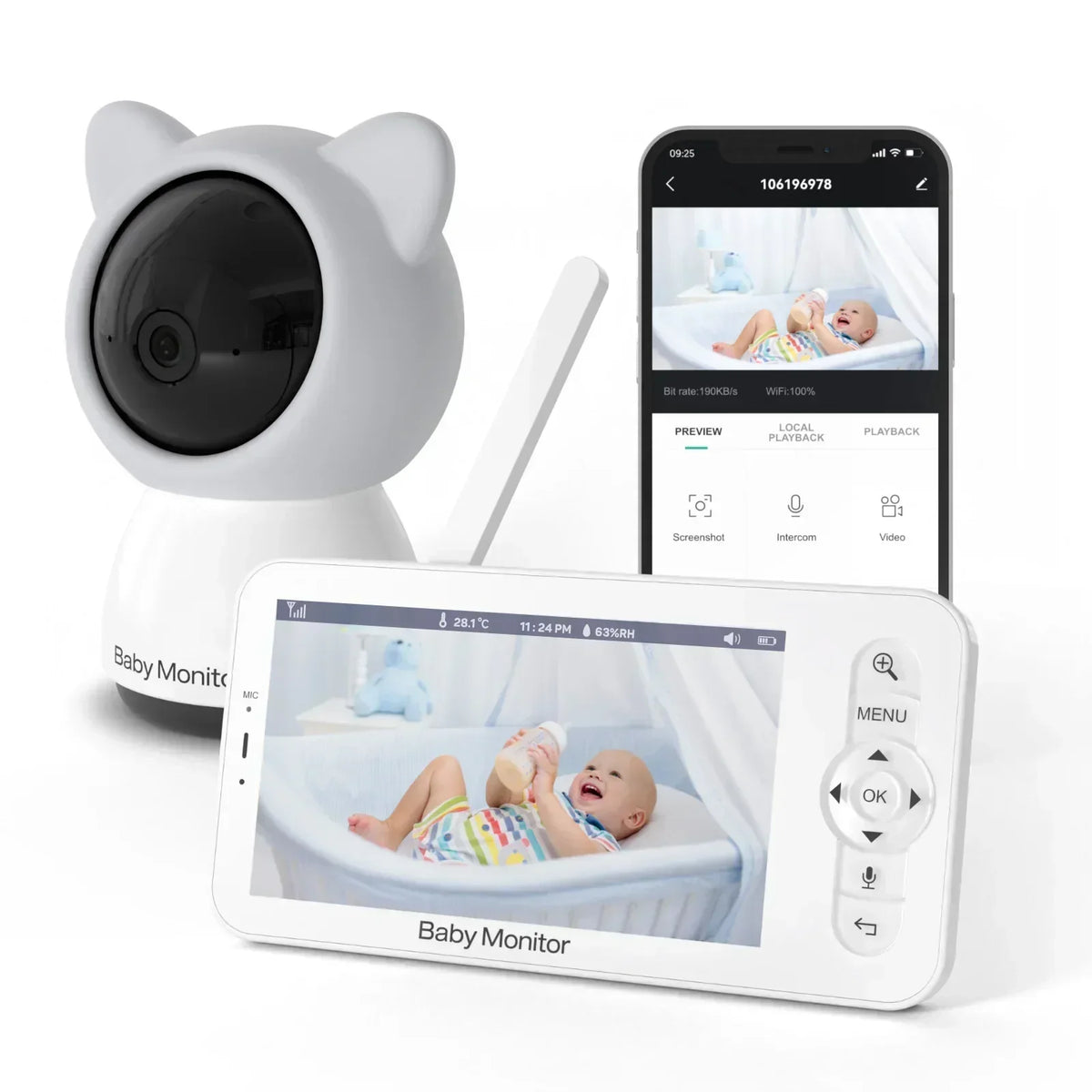 BabySafe Camera - HD Video Baby Monitor with 5-Inch Screen
