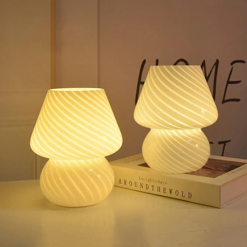 Murano Table Lamp - Mushroom Glass Lamp for a Warm Ambiance