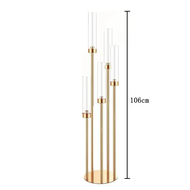 EleganteCandle - Gold 5-Branch Candelabra with Acrylic Accents