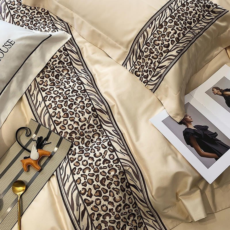Leopard Grey - 4-Piece Egyptian Cotton Duvet Cover Set