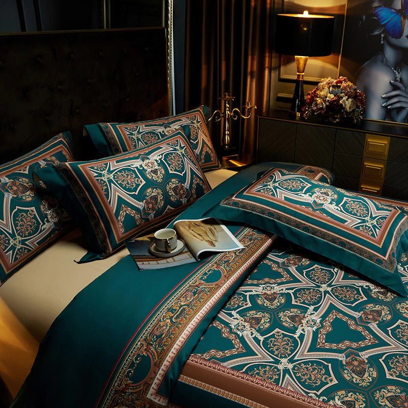 Vintage Grandeur - Navy Blue Egyptian Cotton Duvet Set