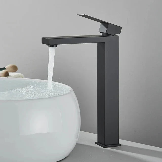 RivoFlow - Modern Black and Silver Basin Mixer Tap