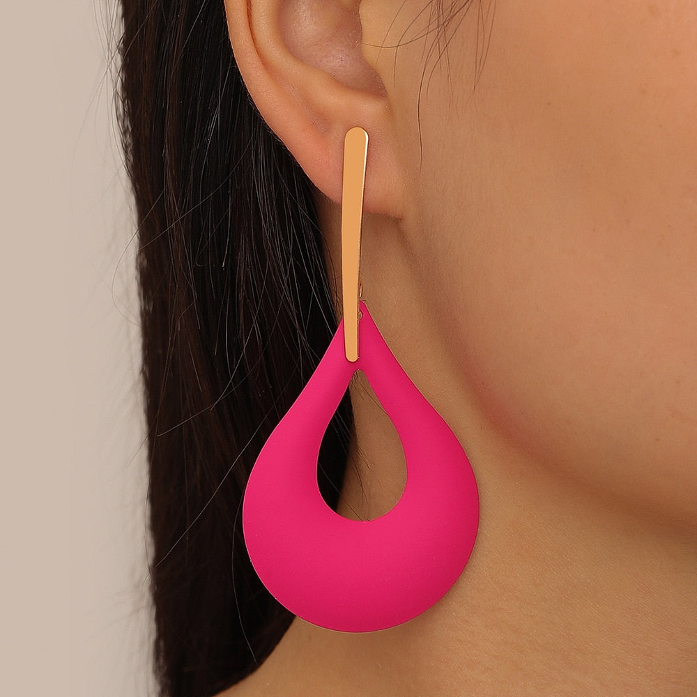 Boucles d'Oreilles Goutte Colorée Artistique Design Unique
