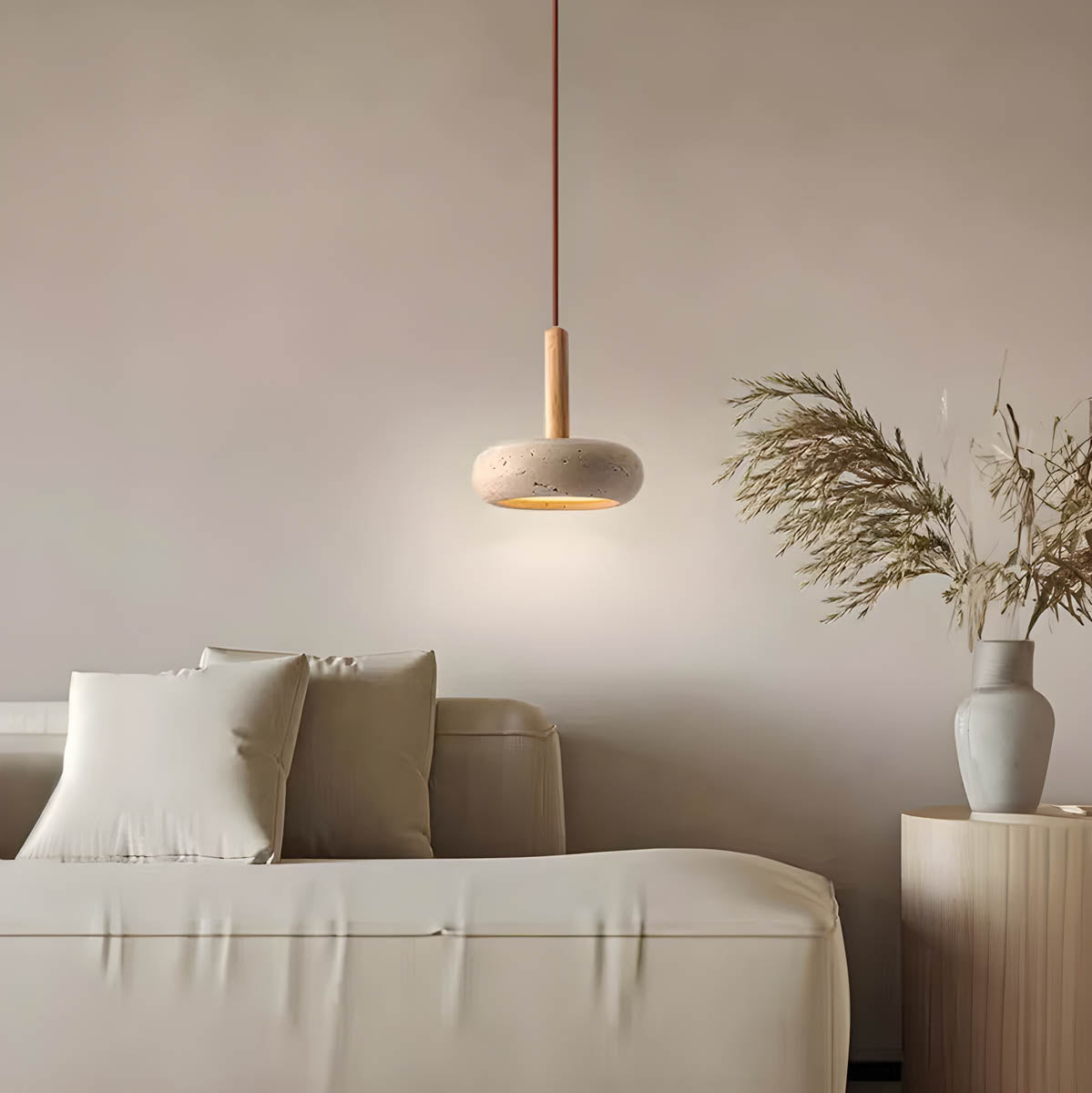 GlowStone - Natural Travertine LED Pendant Light