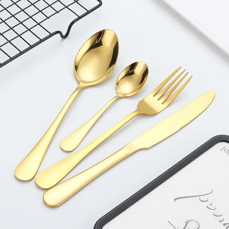 Opulent Gold 24-Piece Cutlery Set - Elegant Gold and Silver Flatware