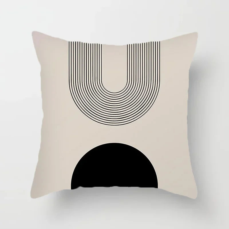 Aurum Cushion Cover - Black and White Abstract Print Decorative Cover