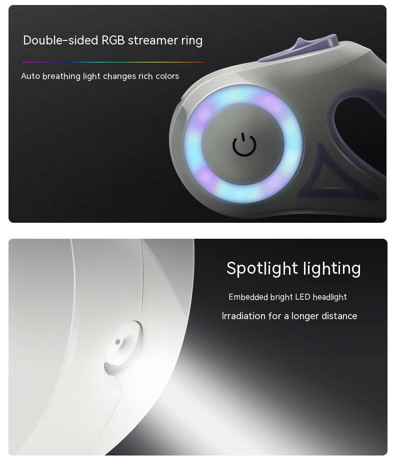 Laisse pour Chien - Enrouleur Automatique avec Lumière LED Intégrée