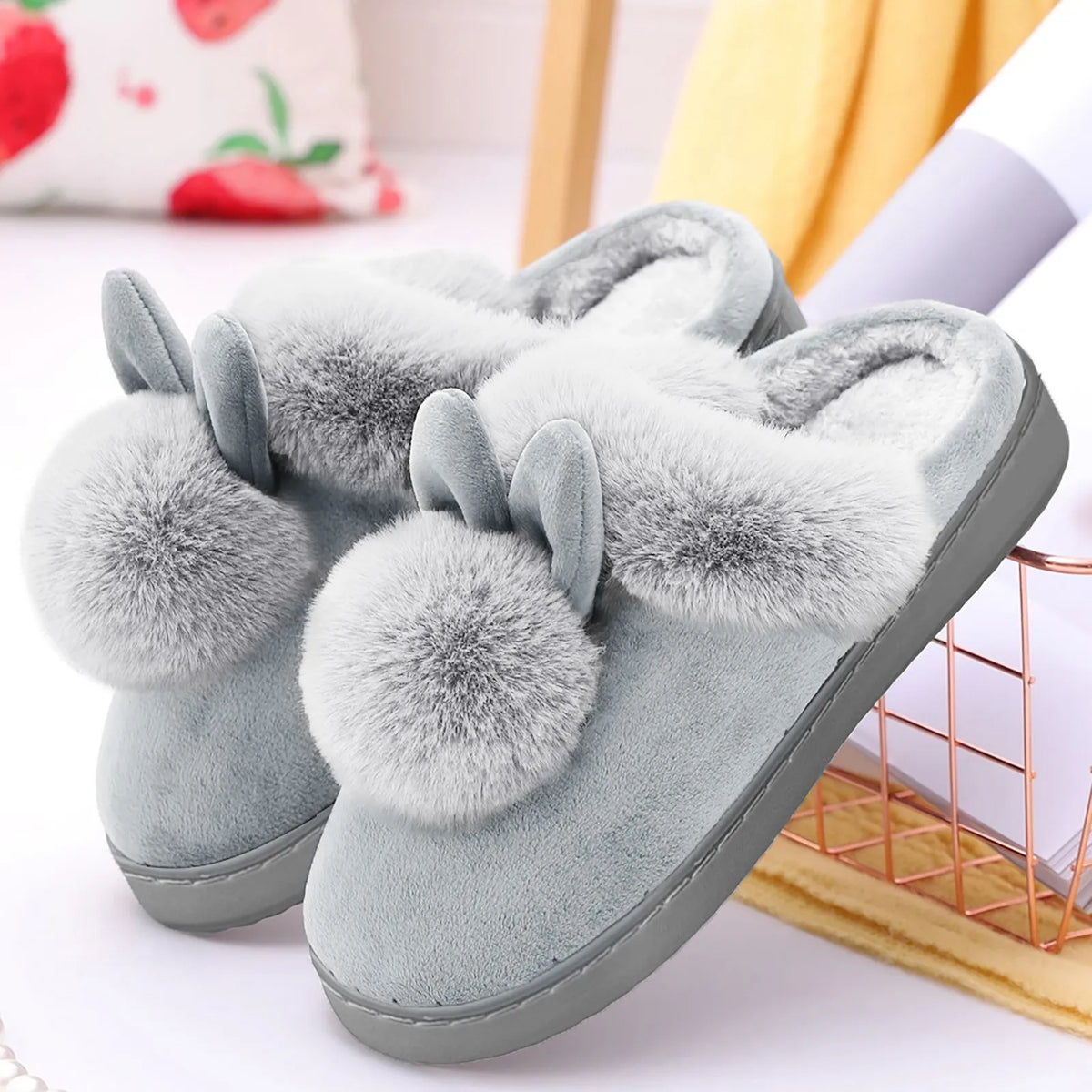 Plush Bunny Slippers - Cozy Rabbit Ear Slippers