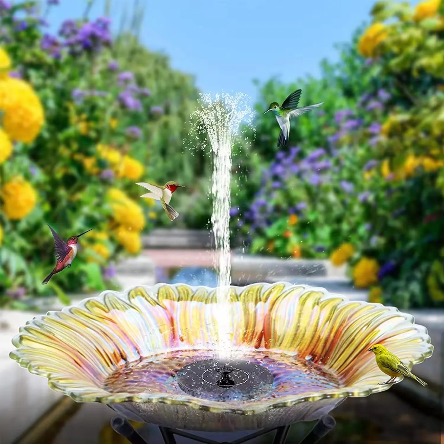 Flowbee - Fontaine solaire élégante pour les oiseaux du jardin