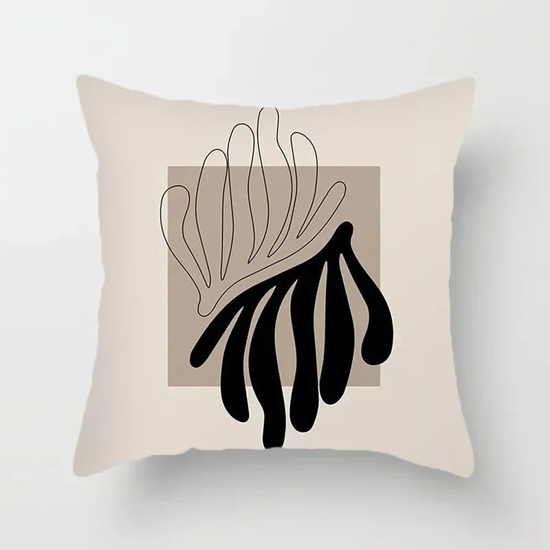 Aurum Cushion Cover - Black and White Abstract Print Decorative Cover