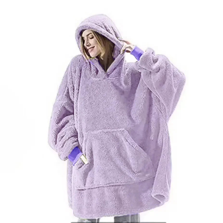 FleeceHaven Sweater - Oversized Flannel Sweatshirt Blanket for Winter
