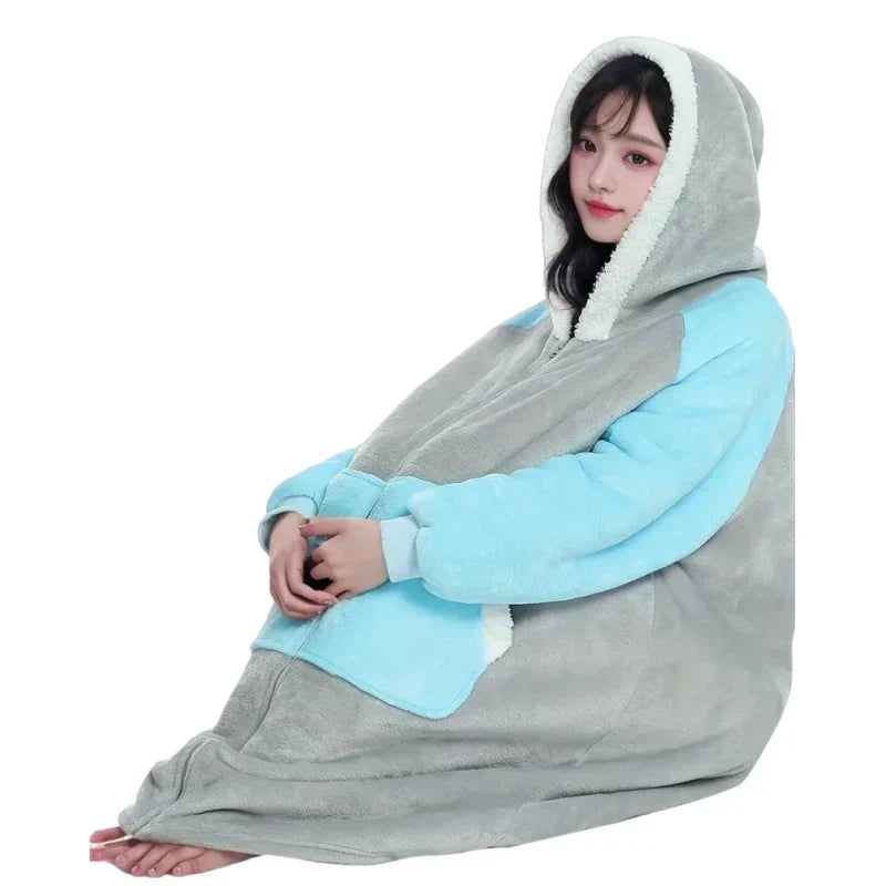 PlaidCozy Hoodie - Oversized Fleece Zip-Up for Winter
