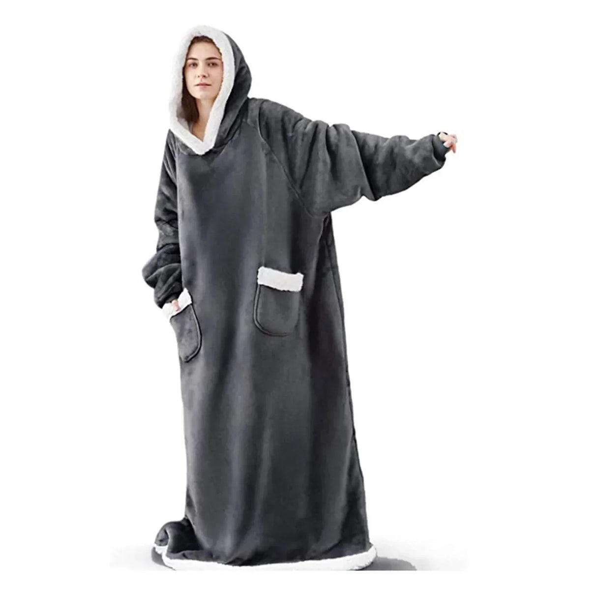 SleeveSnug - Oversized Flannel Sweatshirt Blanket for Winter