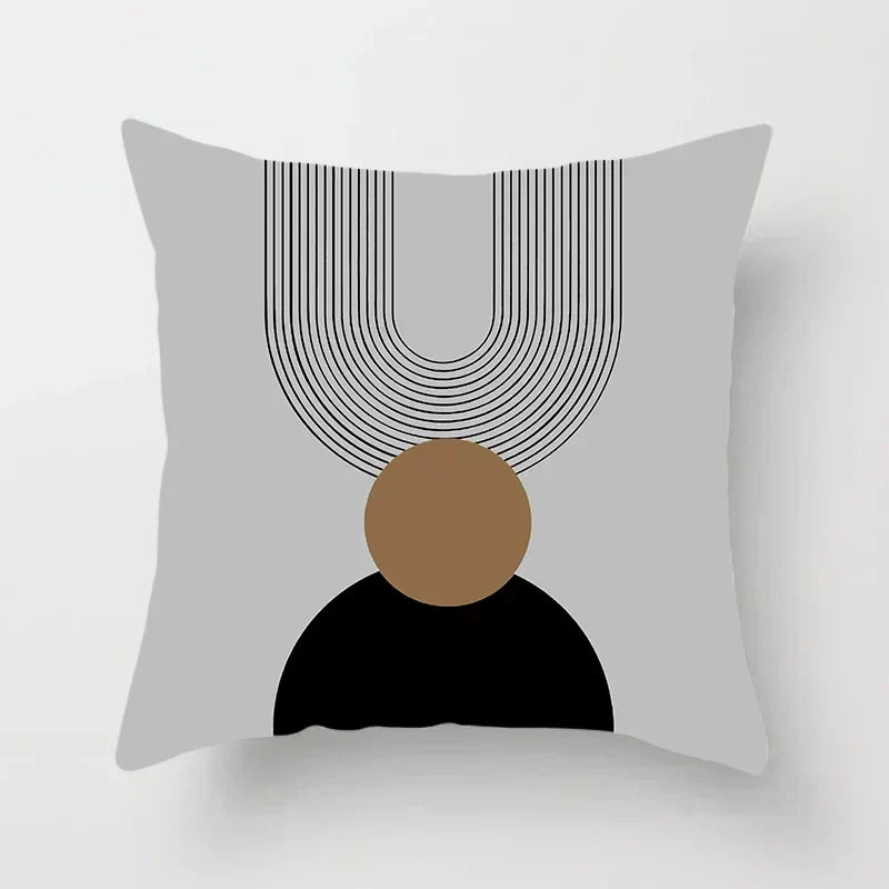 Aurum Cushion Cover - Black and White Abstract Print Decorative Cover