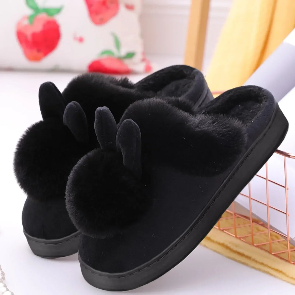 Plush Bunny Slippers - Cozy Rabbit Ear Slippers
