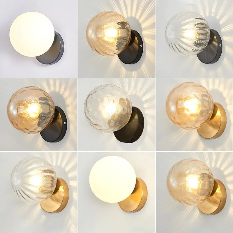 GleamGold - Elegant Gold Glass Wall Sconce