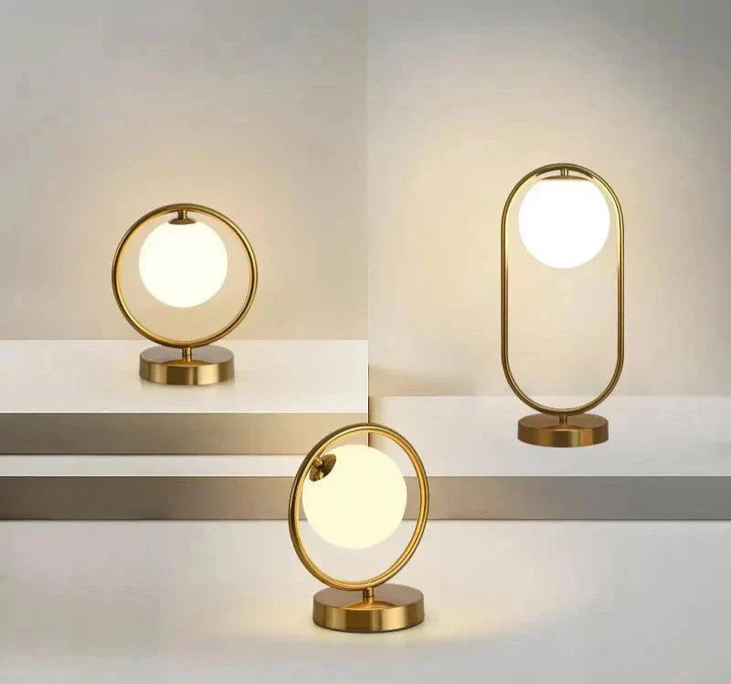 LuxeAura - Glass and Iron Ring Design Table Lamp