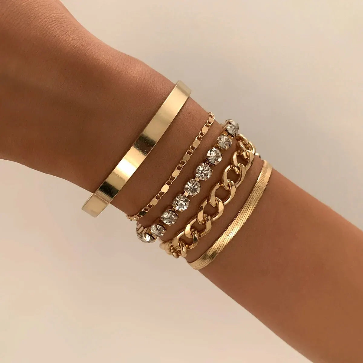 SnakeEdge - Set de 5 bracelets chaîne serpent