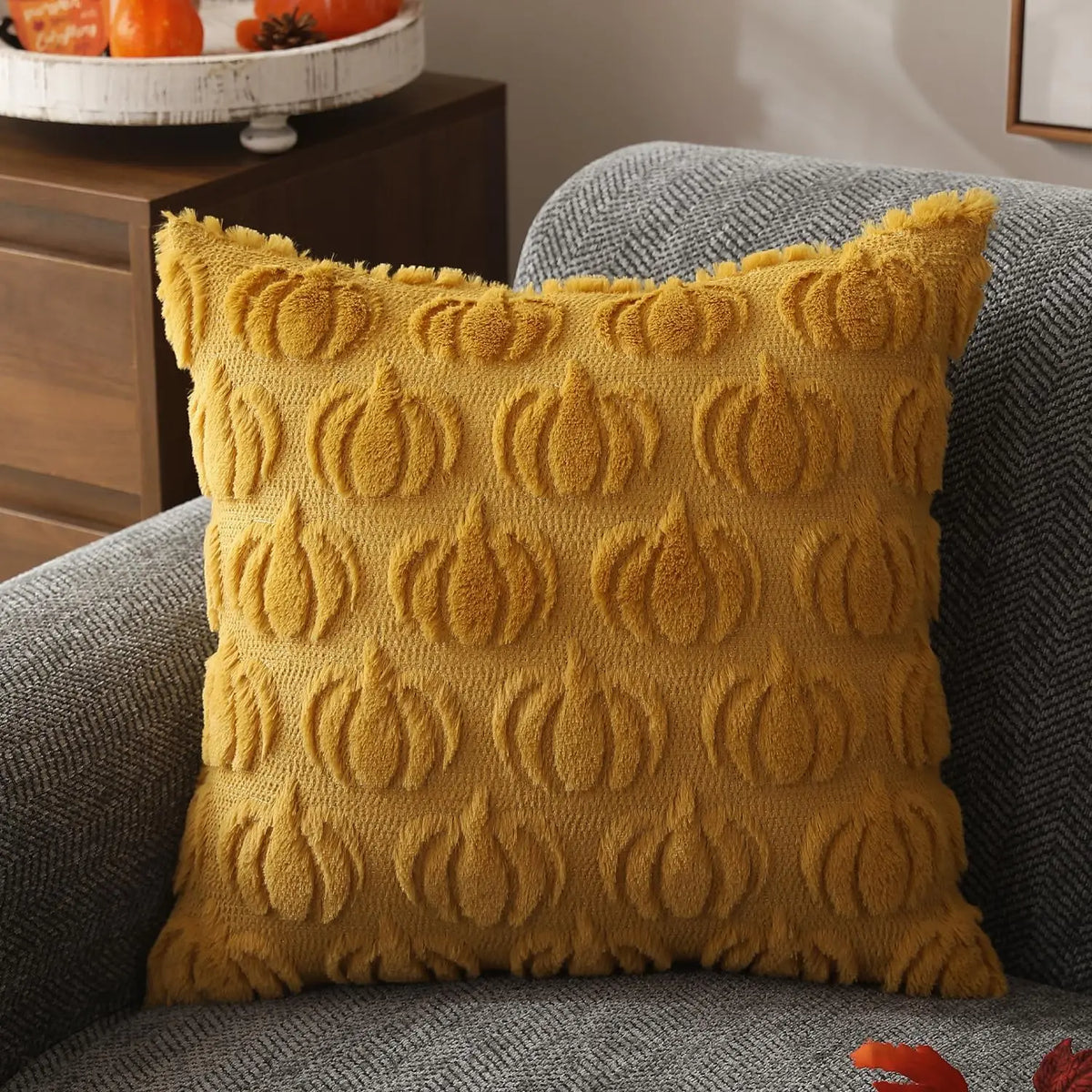 Céleste - Faux Fur Cushion Cover in Autumn Tones