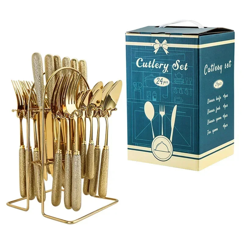 HarborSteel - Luxury 24-Piece Stainless Steel Cutlery Set
