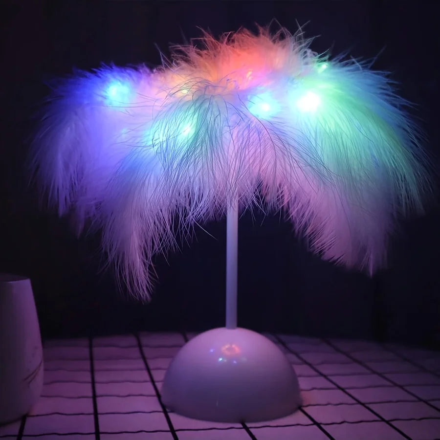 Damira - Elegant Table Lamp with Feather Shade