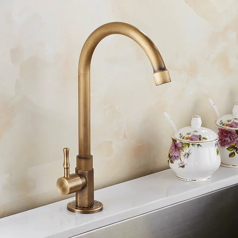 MoltenBrass - Antique Brass Gooseneck Kitchen Faucet