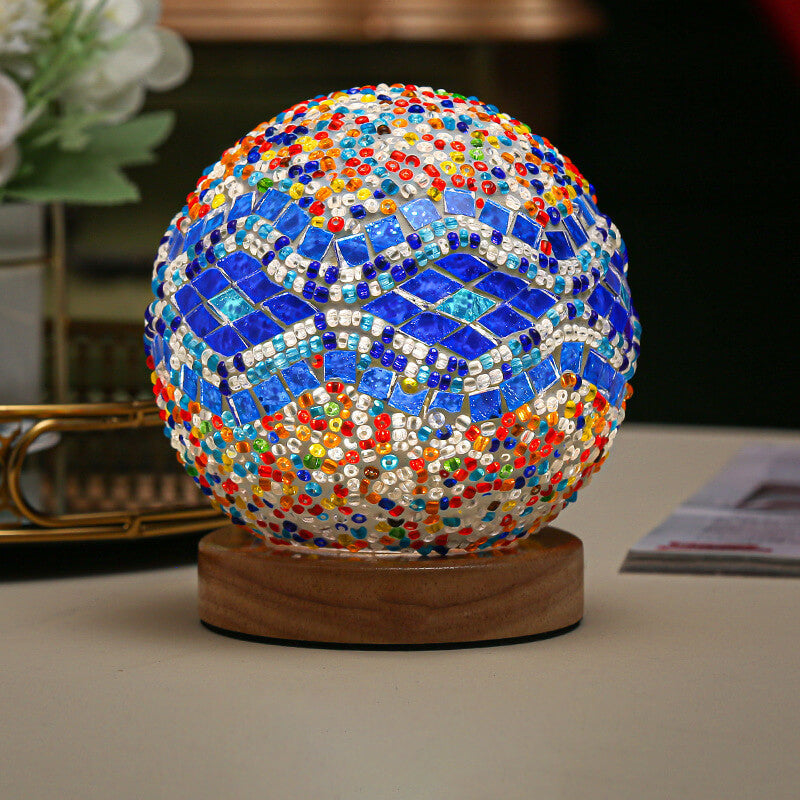 Birchara - Modern Wood and Glass USB Table Lamp