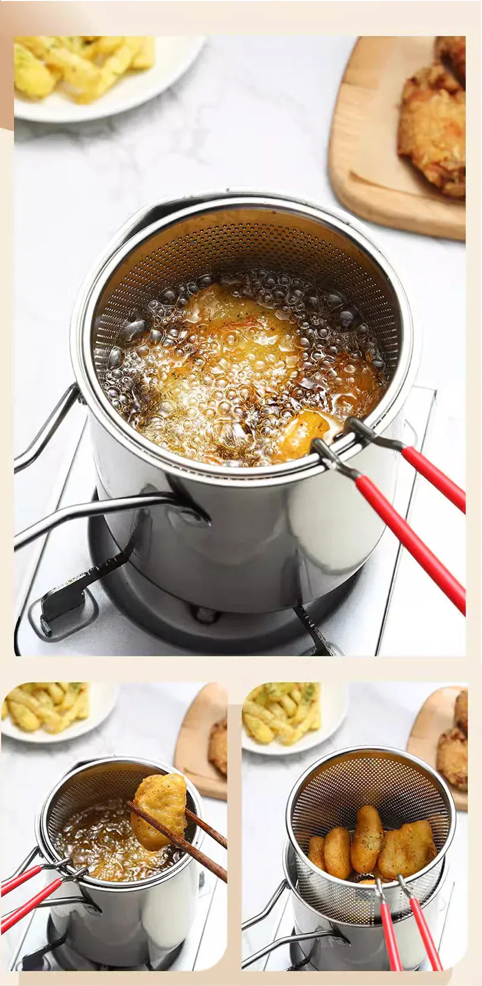 FryCooking - Stainless Steel Fryer for Frying with Less Oil