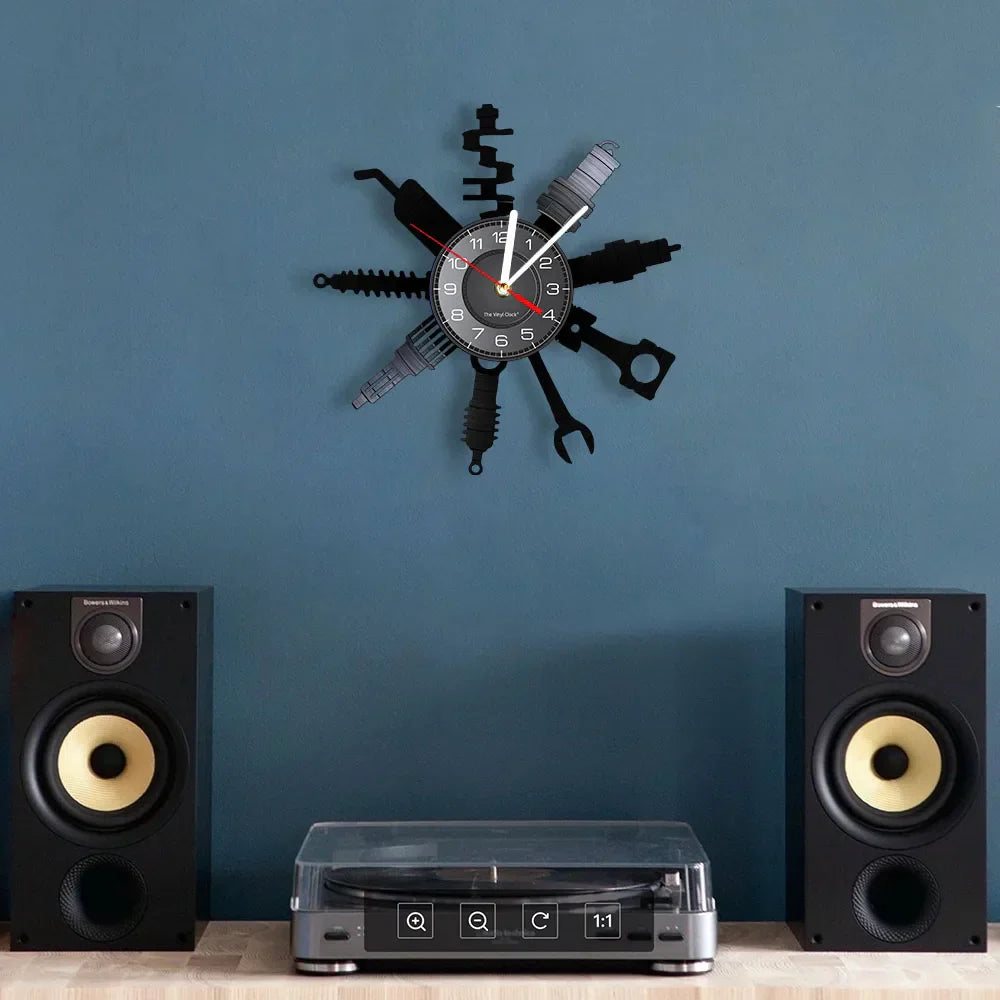 AutoRepair Clock - Vinyl Wall Clock for Garage and Workshop