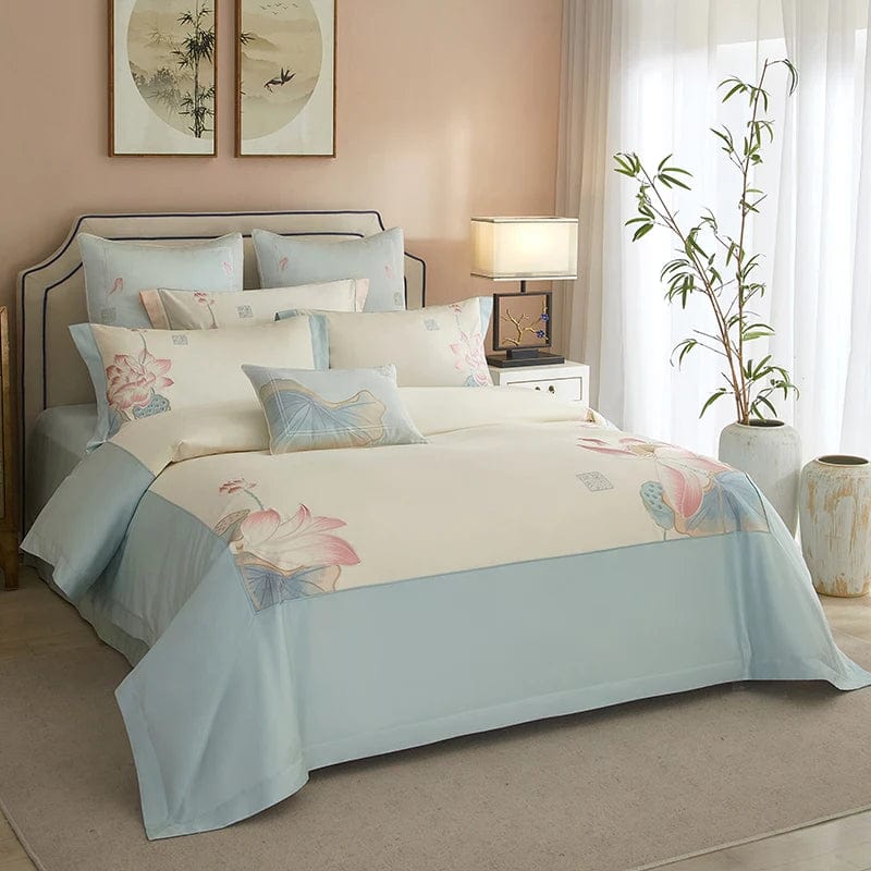 Lotus Blue - Luxury Egyptian Cotton Bedding Set