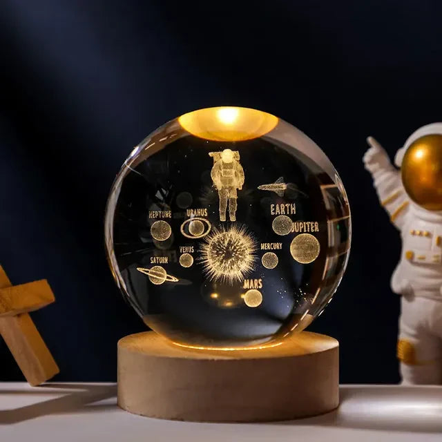 SpaceLume - Lampe boule en verre à motifs célestes