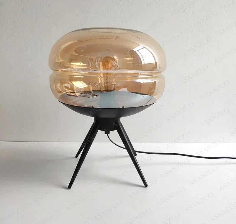 Glasshaven - Elegant Blue Glass Lamp with Built-In Shelf