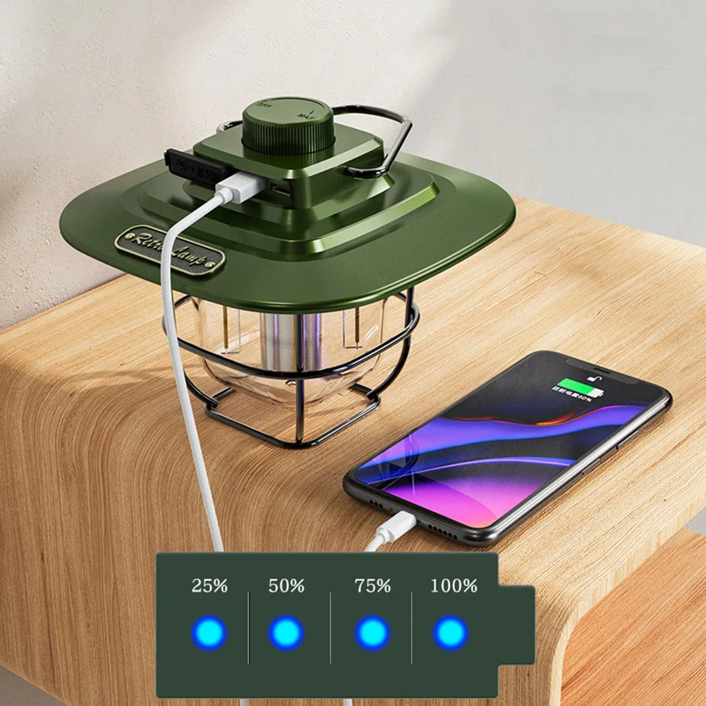 RetroLuxe - Lampe de Camping Vintage Rechargeable