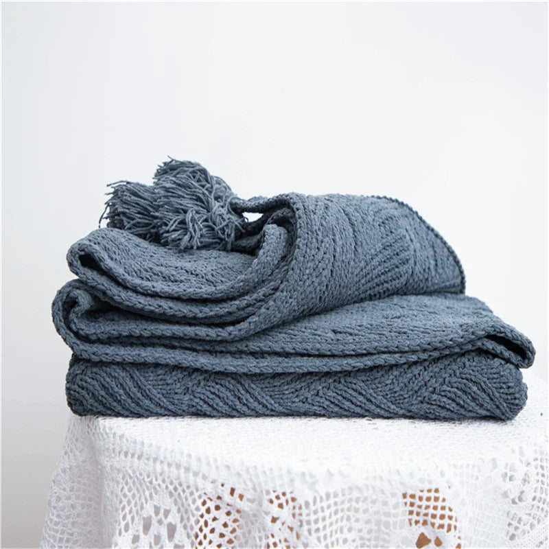 HeartCozy - Heart-Fringe Knitted Chenille Throw
