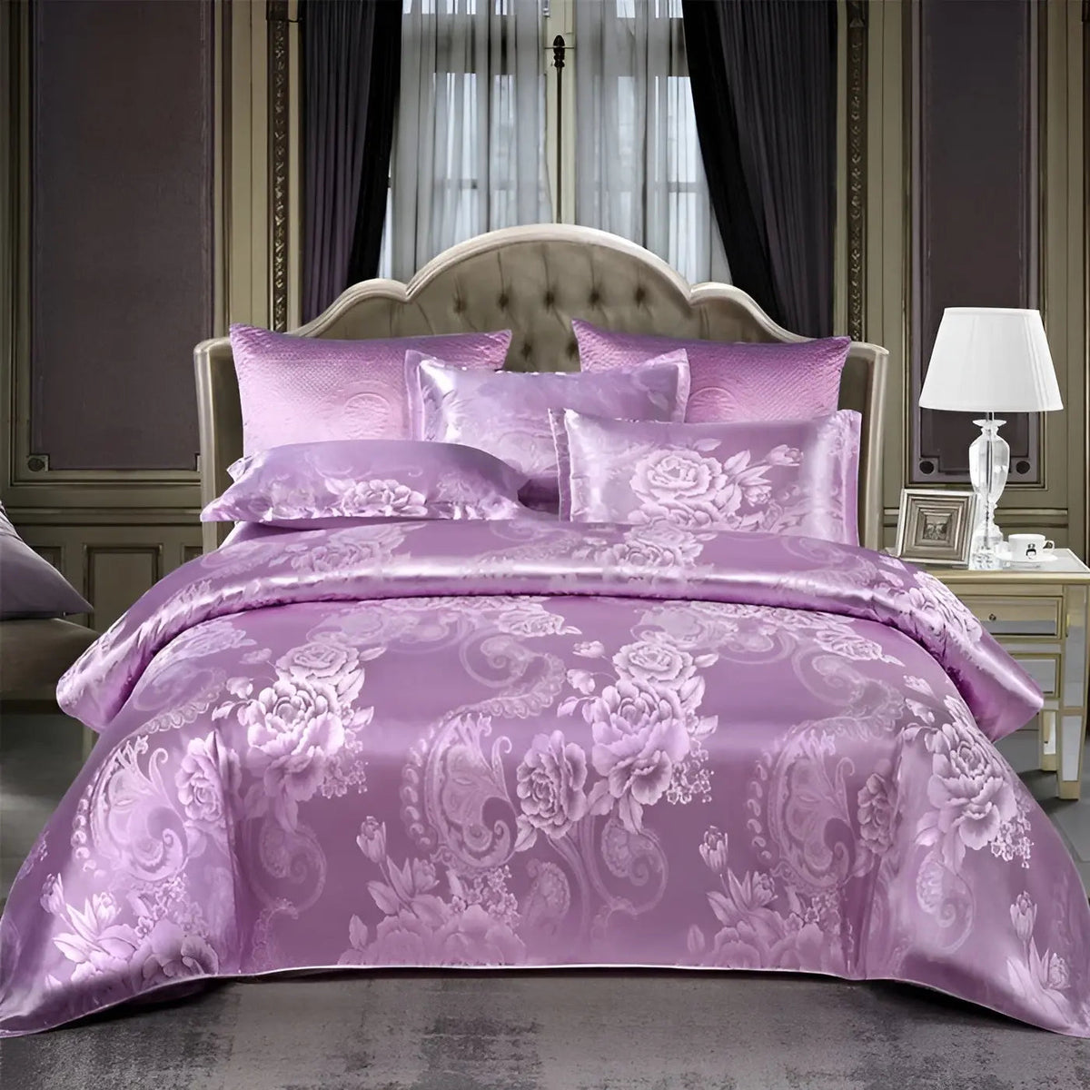 SatinOpulence - Jacquard Satin Bedding Set