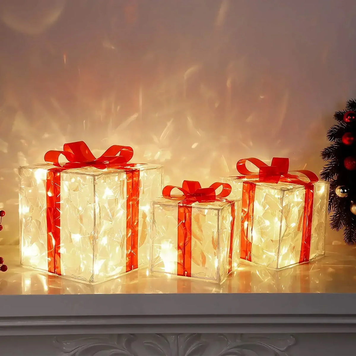 EclatDeNoel - Light-Up Christmas Gift Box with 100 LEDs