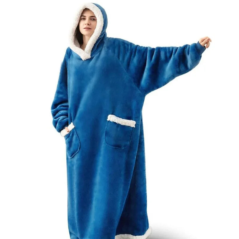 SleeveSnug - Oversized Flannel Sweatshirt Blanket for Winter