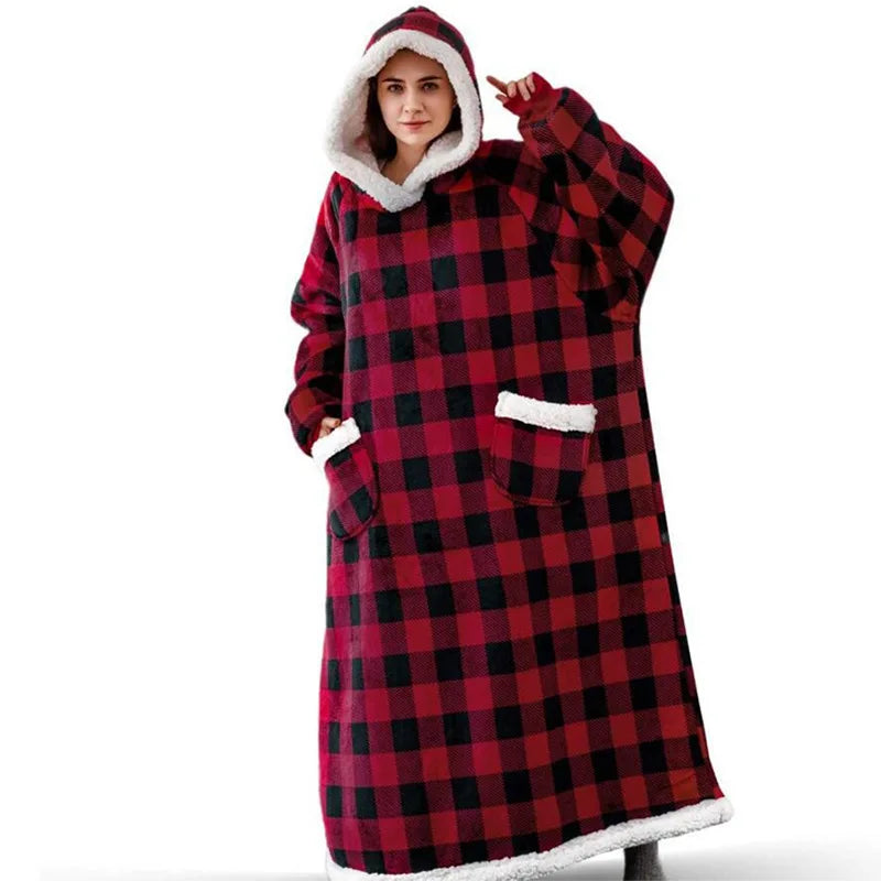 SleeveSnug - Oversized Flannel Sweatshirt Blanket for Winter