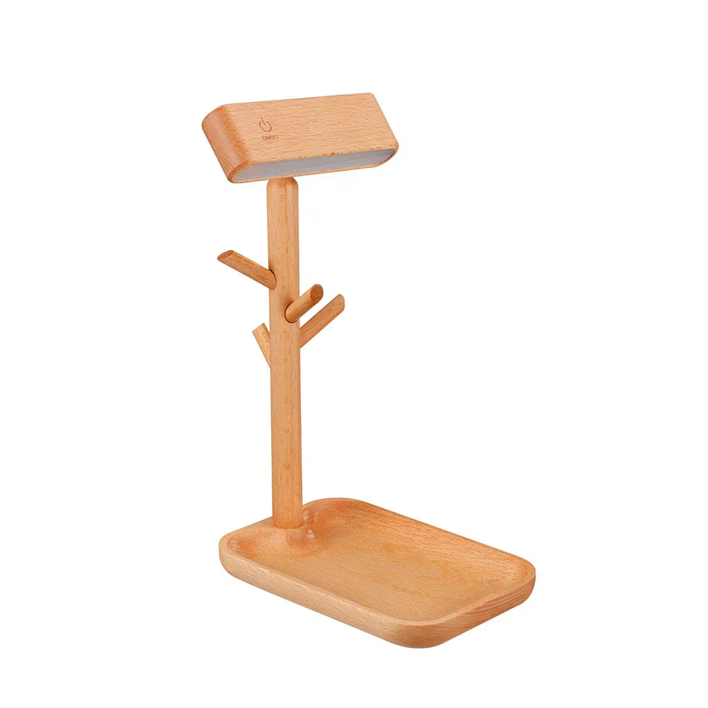 NatureGlow - Dimmable Wooden Table Lamp with Storage