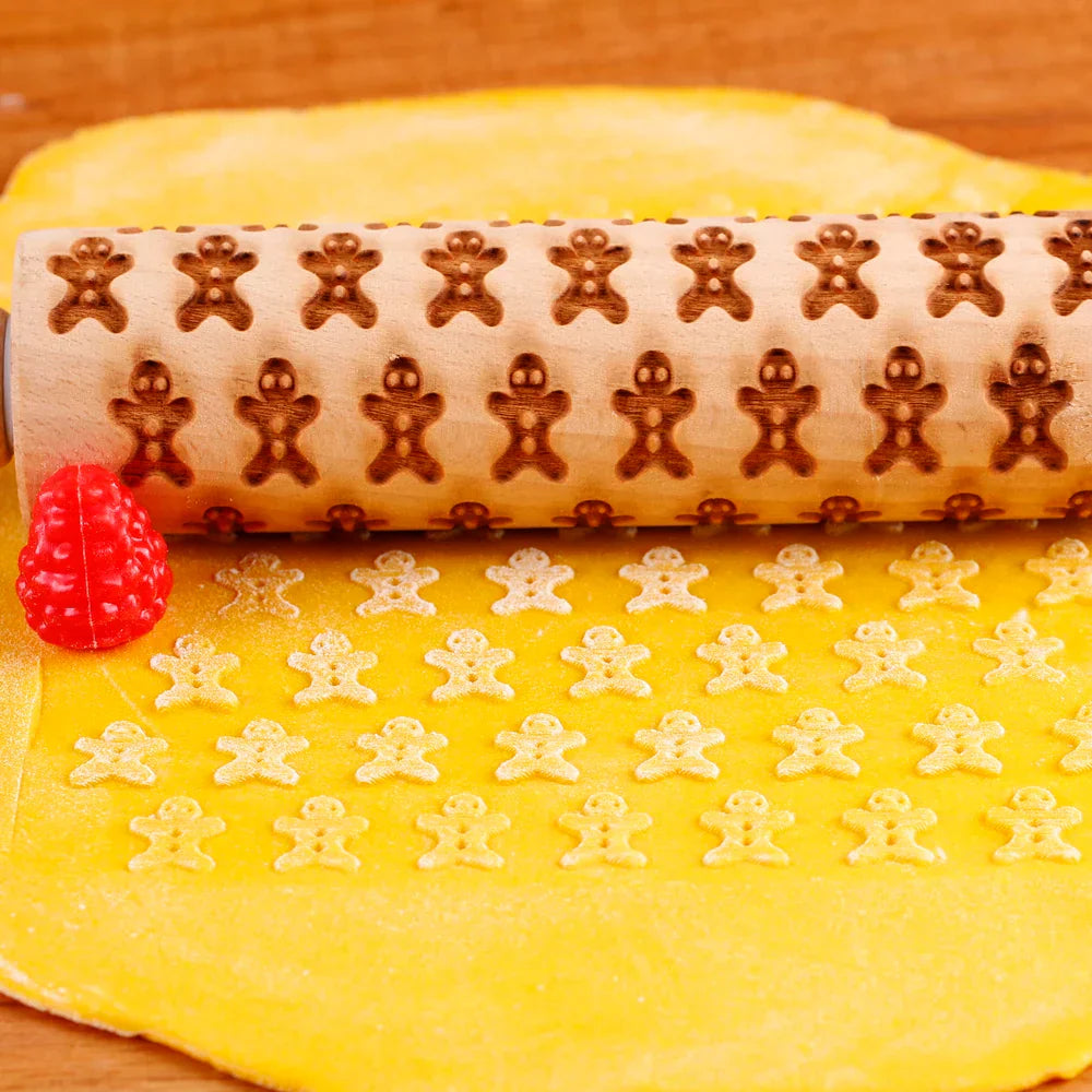 RoulNoel - Festive Wooden Christmas Rolling Pin