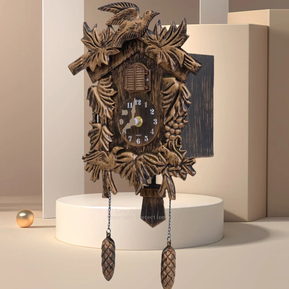 CuckooChime Clock - Rustic Cuckoo Bird Sound Wall Clock